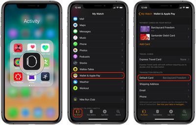 make apple card default card on apple watch